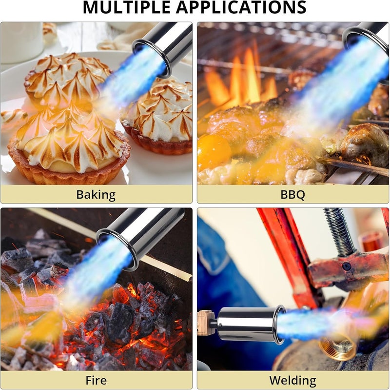 Semlos Propane Torch - Kitchen Torch - Powerful Grill Gun - Charcoal Lighter - Campfire Starter - Sous Vide - Chef Blow Torch for Searing Steak & Creme Brulee & BBQ(Propane Tank Not Included) - Image 2